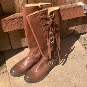 FRYE Veronica Strap Tall Boots, Sz 8